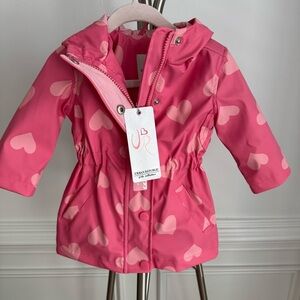 NWT Urban Republic Pink Heart Patterned Rain Jacket Size 3-6M